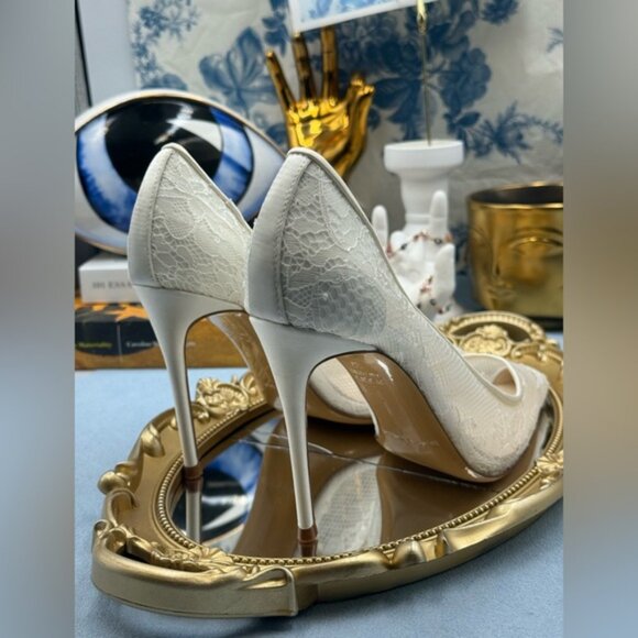 🆕 BLACK SUEDE STUDIO 🧿 NWOB Gia 100 Lace Pointed Toe Pumps, Sz 37 US 7 - Picture 14 of 16